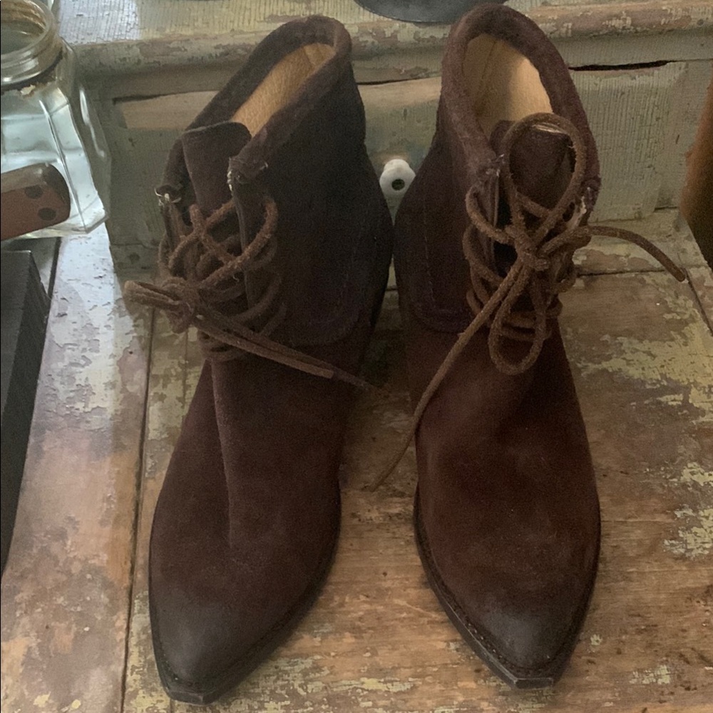 Frye Brown Suede Ankle Boots - Picture 2 of 7